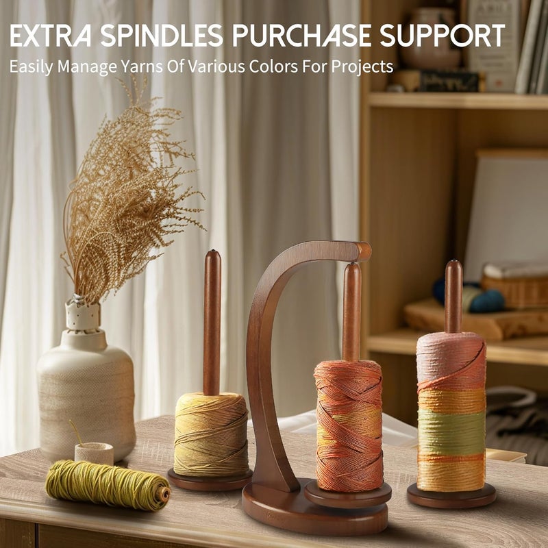 GROWLING Wooden Yarn Holder for Crocheting, Upgrade Larger Size & Magnetic, Rotating Pendulum Yarn Ball Dispenser Stand, Yarn Spinner as Surprise Gift for Knitting Lovers (Walnut) - Image 5